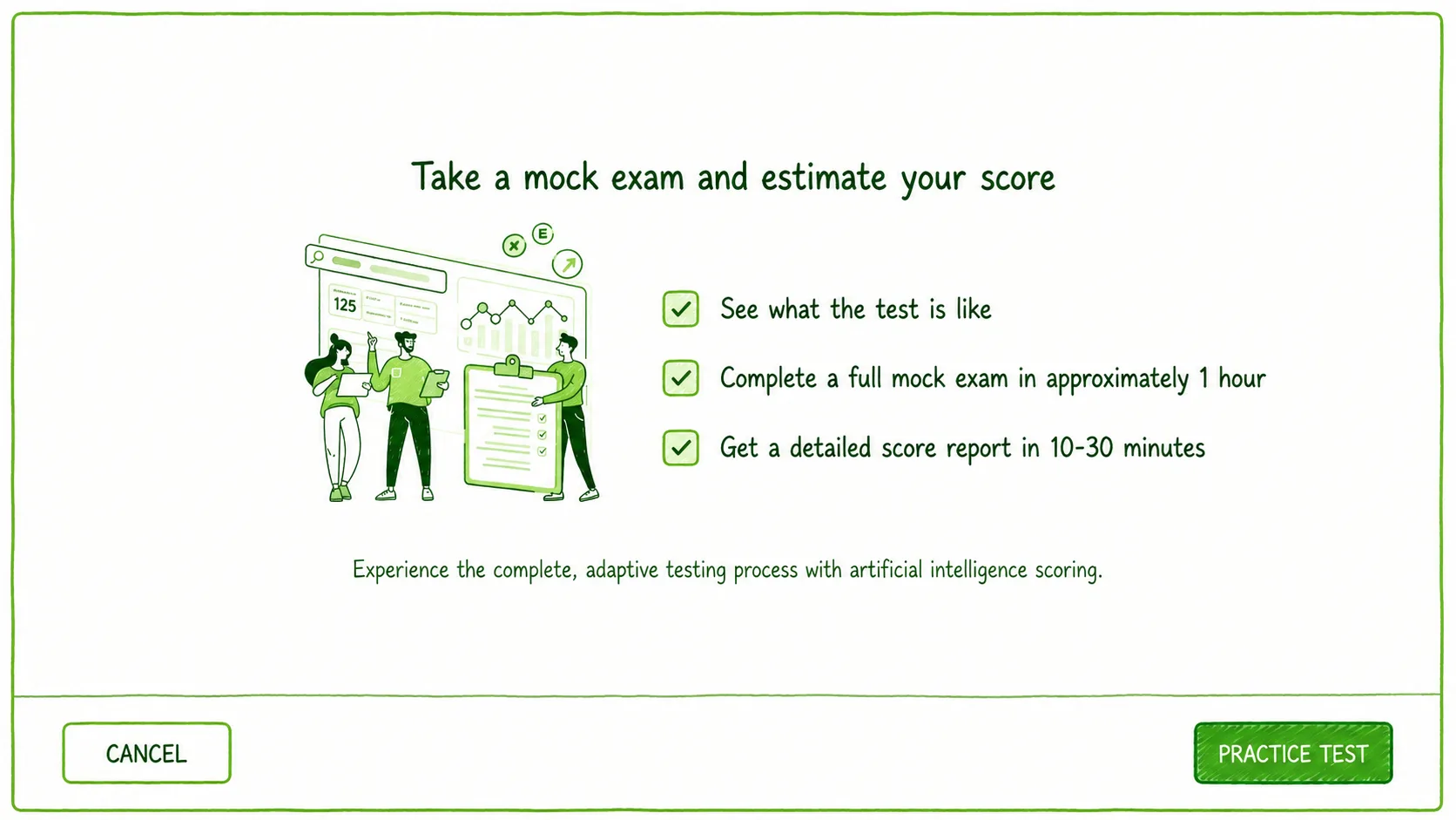 Practice with a DET mock test screenshot for DET mock practice
